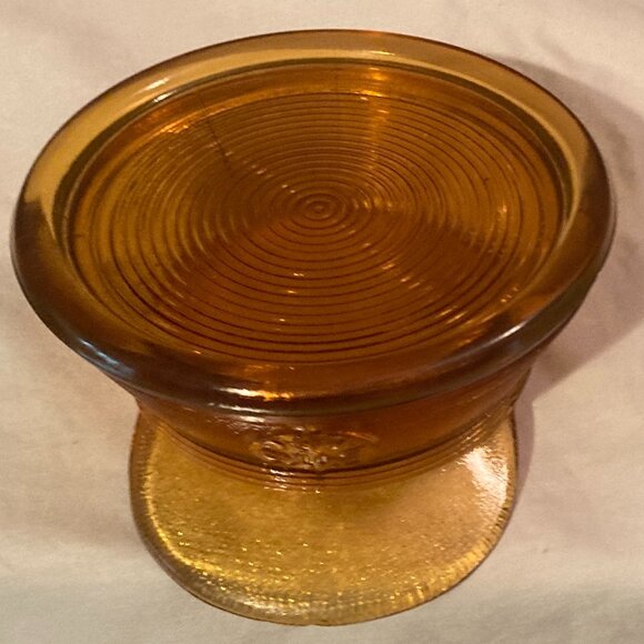 VTG Jeanette Glass Lady Berkshire 1942 AmberPowder Dish & Lid (2 pcs)-4.5" D-EUC - Picture 9 of 9